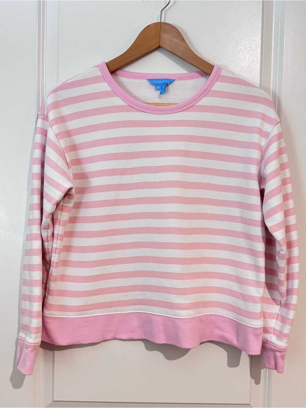 Draper James Kelsea Sweatshirt Pullover Top Cotton Awning Stripe Pink Size Med